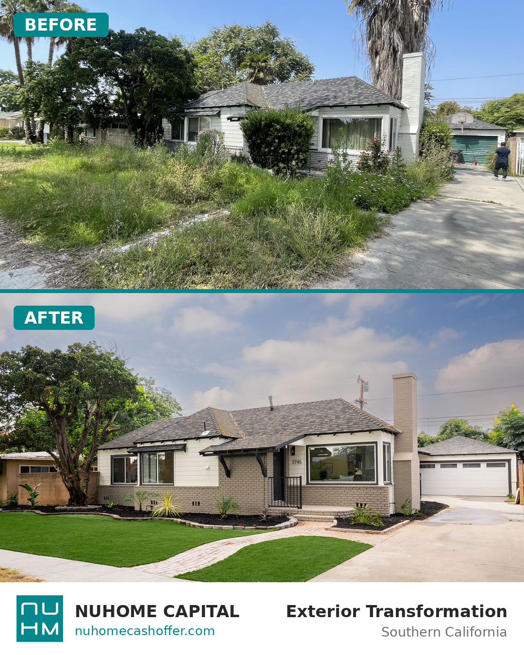 Long Beach CA exterior remodel before and after &mdash; Nuhome Capital (Chestnut Ave property)