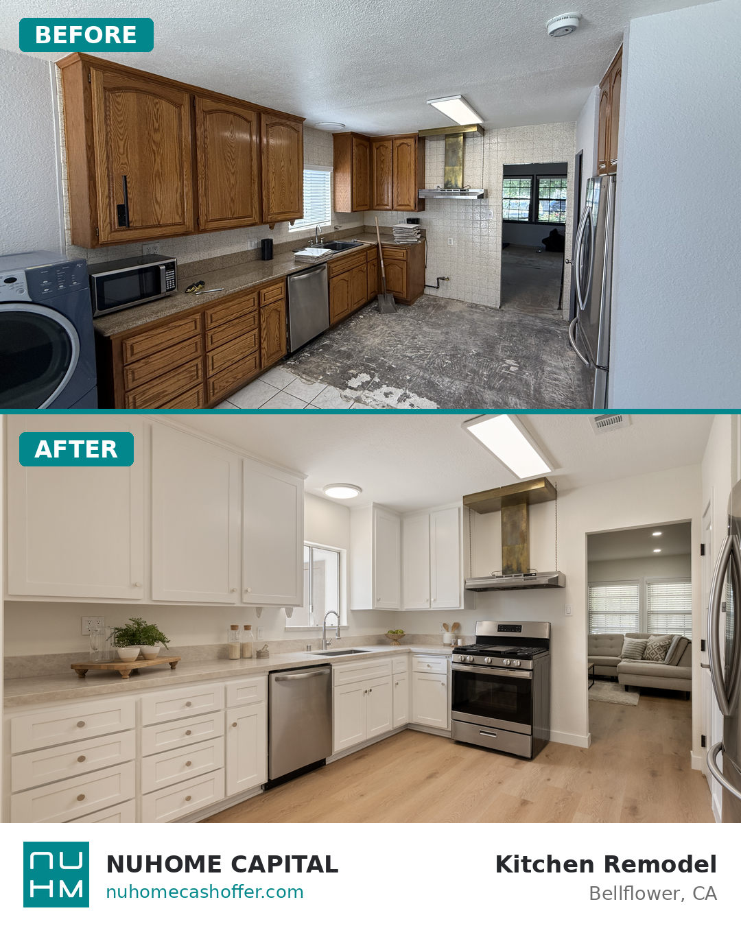 Bellflower CA kitchen remodel before and after &mdash; Nuhome Capital