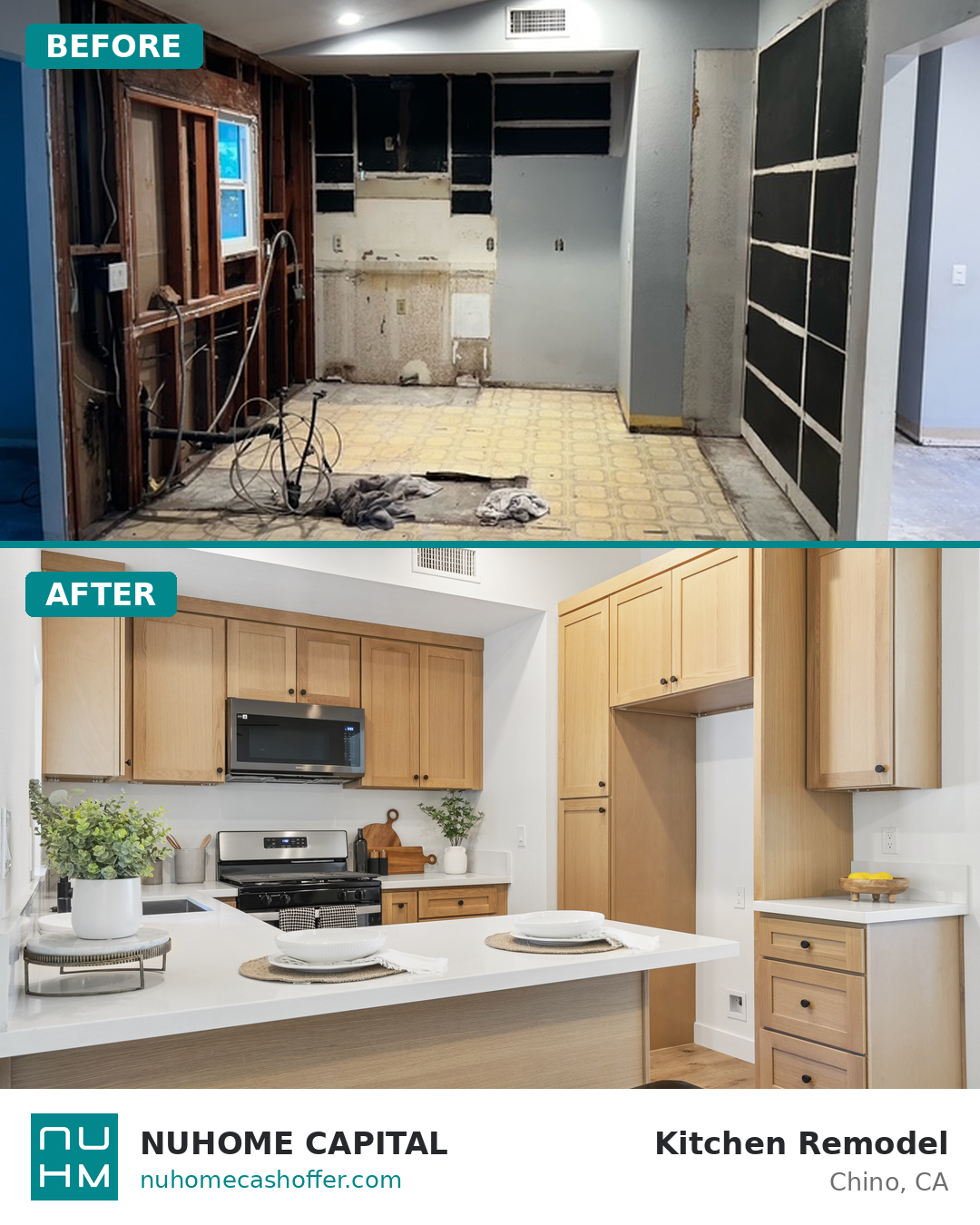 Chino CA kitchen remodel before and after &mdash; Nuhome Capital